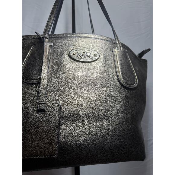 COACH Metallic Leather Tote Bag Bronze Pebbled Leather – Size Large - Picture 3 of 5
